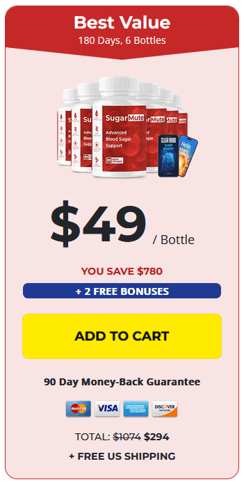 SugarMute 180-day supply 6 bottle best value order